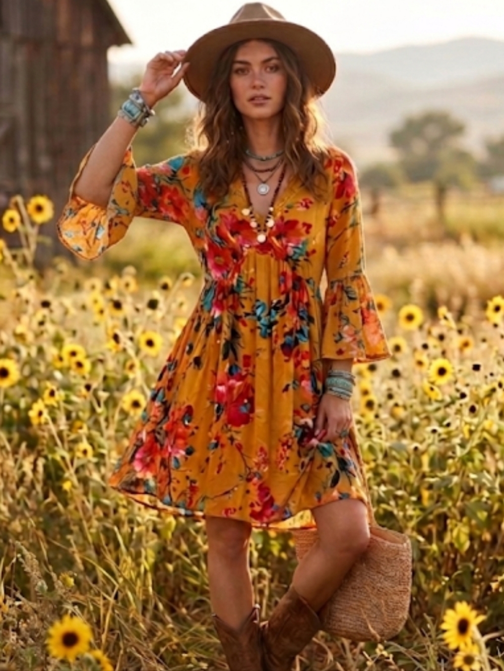 Umgee Moxie Women's Medium Floral Bell Sleeve Babydoll Top New NWT Bright Bold